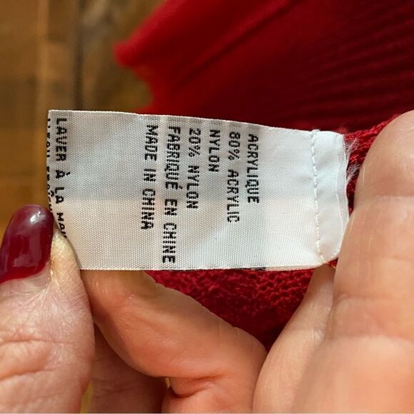 Moffi Sz M Red Stretch Knit Draped Hem Open Long Sleeve Maxi Boho Cardigan - Picture 9 of 9